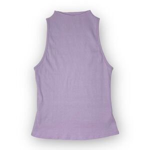 Maeve by Anthropologie Shirt Lavender Ribbed Stretch Mock Neck Tank Women Medium
